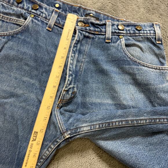 PRISON BLUES PRSN BLU Distressed Denim Jeans Mens 40x30 USA Suspender Buttons - Picture 9 of 10